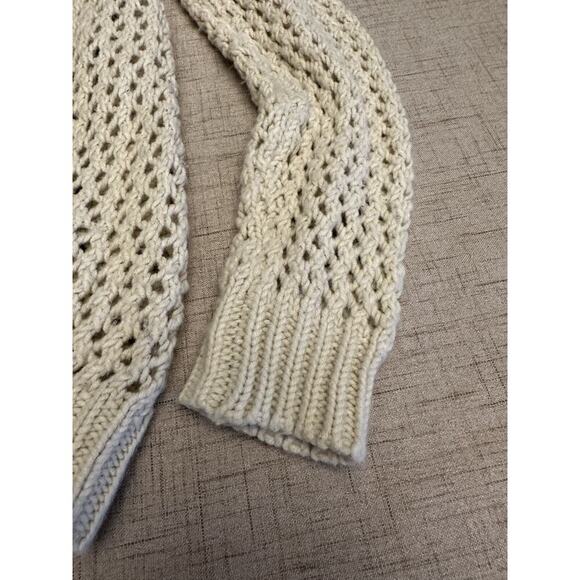 LOVESTITCH Sweater Womens Medium Cable Knit Cream Zipper Pullover - Picture 7 of 7